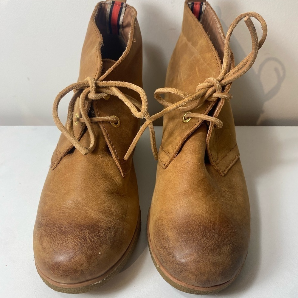 Sperry Brown Leather Top Sider Wedges Booties Size 7 - Picture 2 of 14